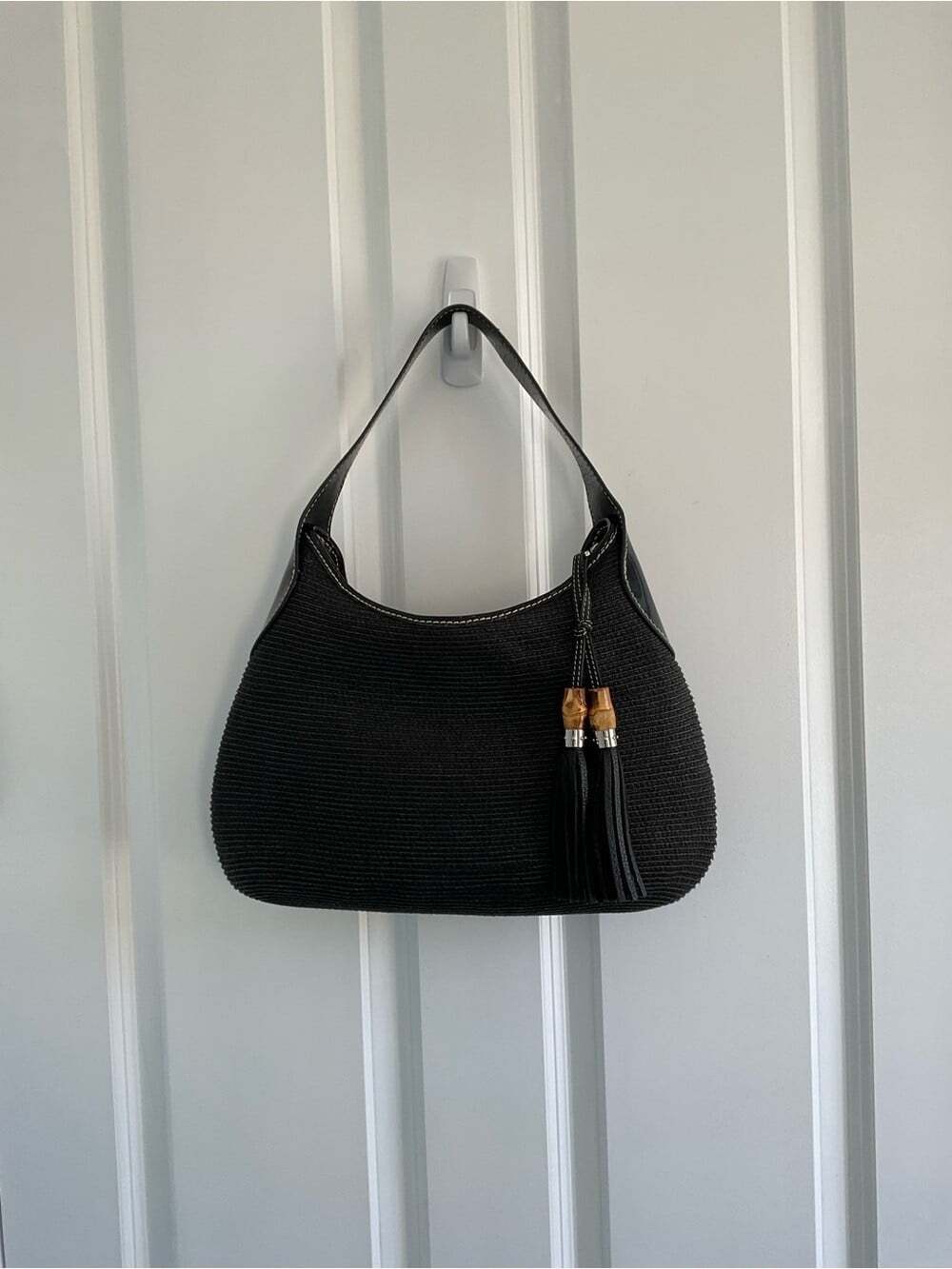 Vintage Talbots Classic Black Hobo Shoulder Bag — Sleek Everyday Carry